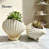 Small Decorative Indoor Planter Seashell Conch Succulents Planter, Resin Ocean-Themed Flower Pot with Drainage Hole, Wedding Table Centerpieces Beach