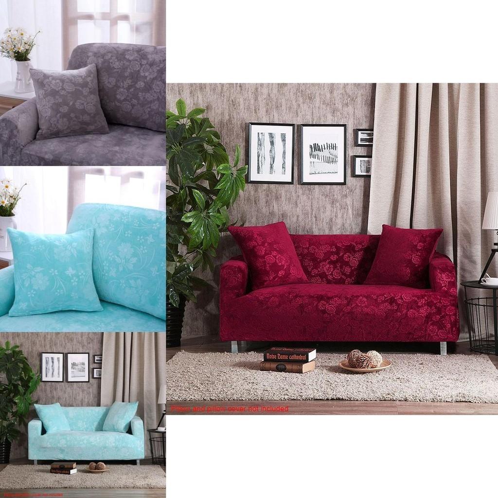 Luxurious Stretch Velvet Sofa Cover Slipcover Soft Embossing Flower Nonslip Wrinkle Resistant