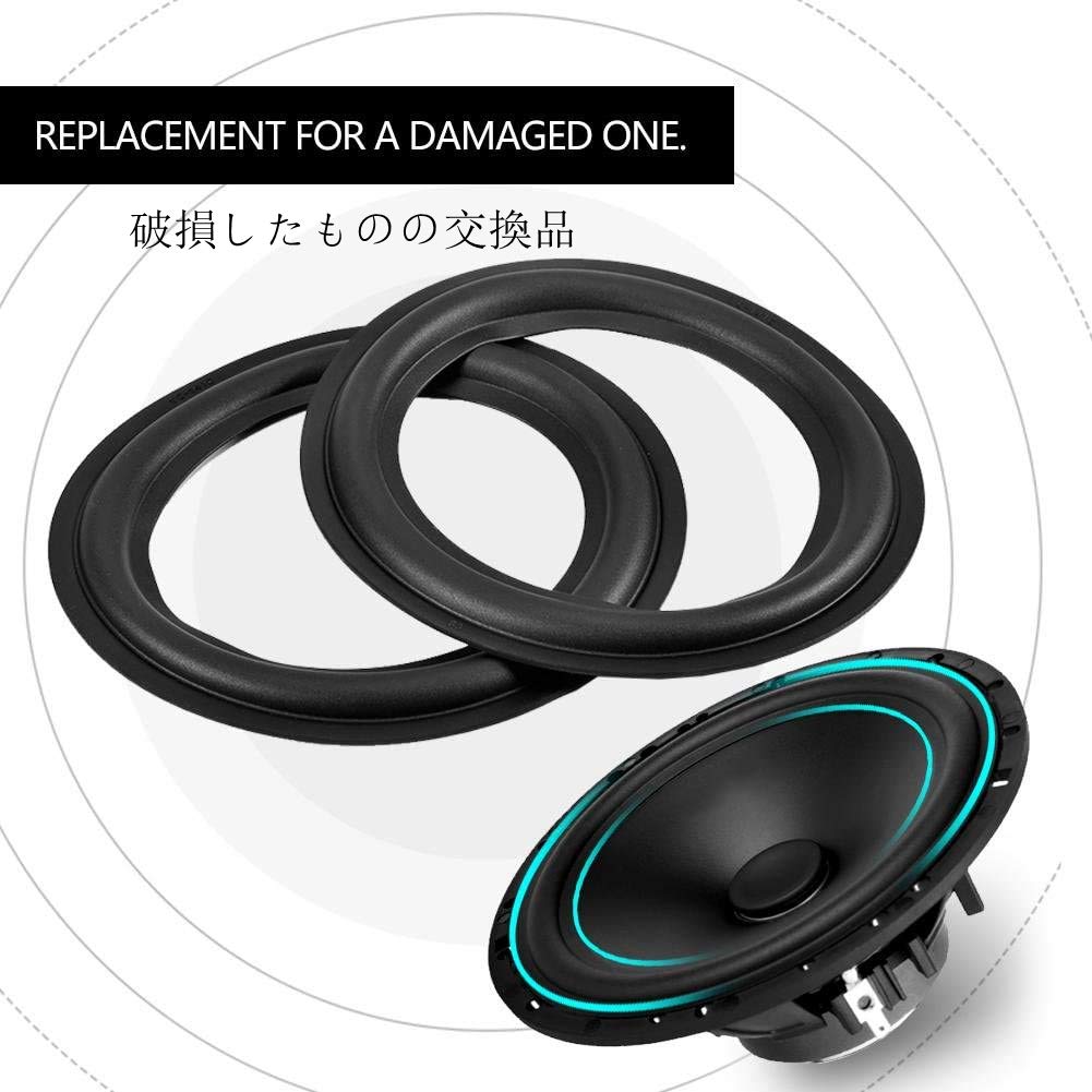 Anauto 2pcs Audio Speaker Rubber Perforated Rubber Edge Surround Speaker Durable Repair Parts Replacement Parts Christmas Black 6-inch/156mm
