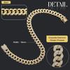 Tallew Dog Chain Diamond Collar Gold 16 Mm Wide Walking Metal Chain Necklace with Secure Buckle Pet Cuban Style Collar Jewelry Accessories for Small