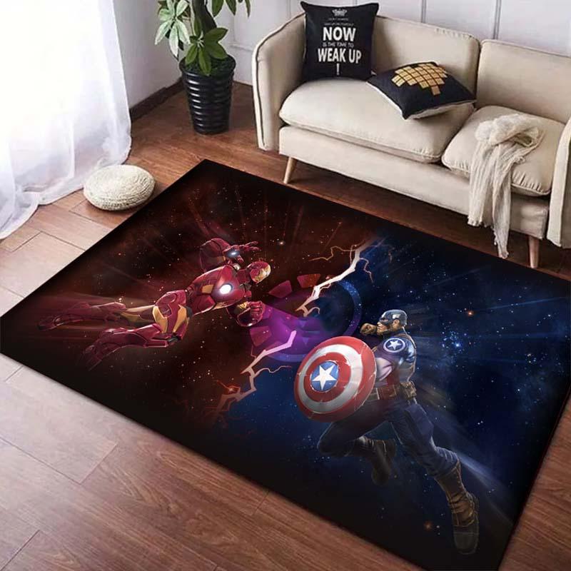 1pc Iron Man Pattern Area Rug Soft Flannel Floor Mat for Living Room, Bedroom, Sofa Coffee Table Floor Mat, Machine Washable