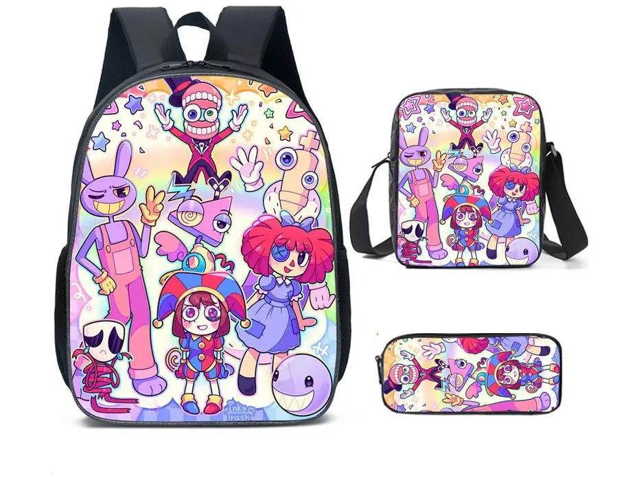 Digitale Circus Kinder Schooltas De Verbazingwekkende Digitale Circus Student Rugzak Drie Delige Set 17inch backpack