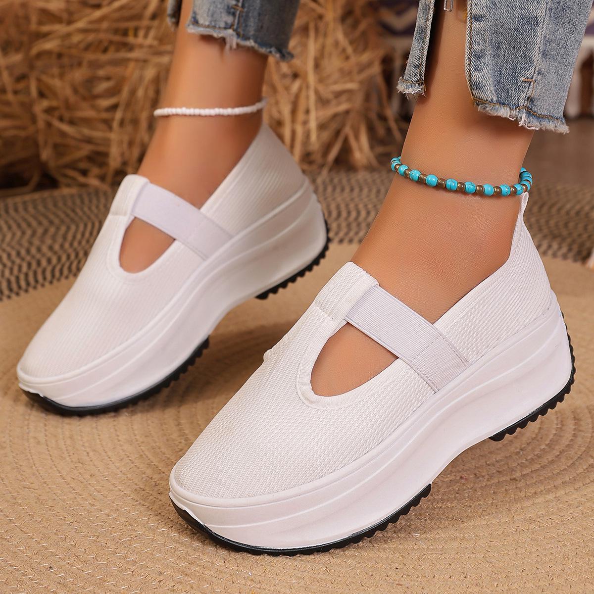 Cross2025 Women s Spring Flyknit Mesh Casual Fashion Thick Sole Breathable Sports Shoes 38
