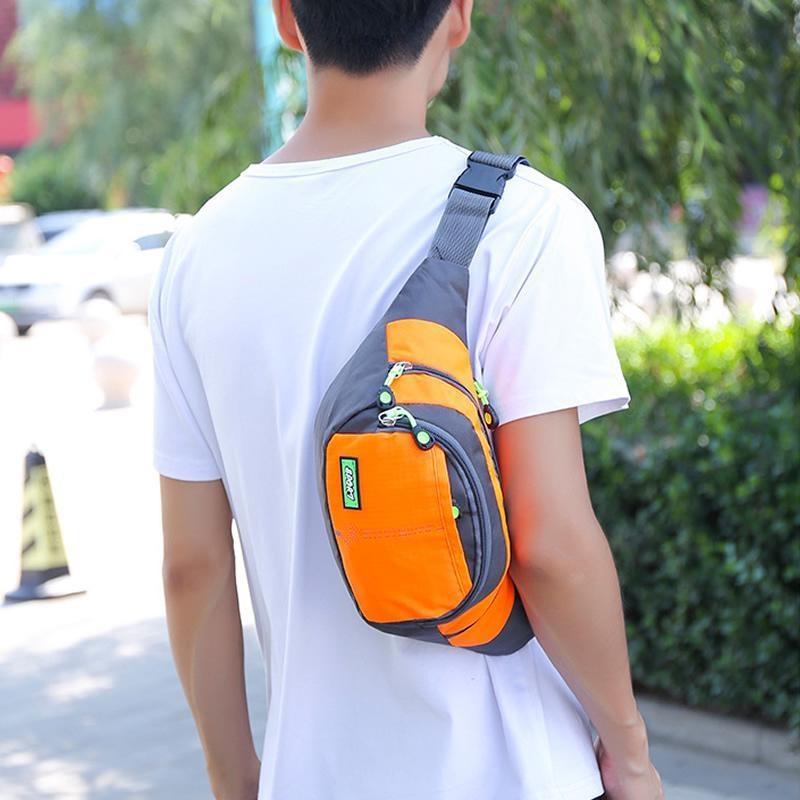 Men's Waist Bag Canvas Bag Large Capacity Water Ripple Chest Bag Sports Phone Bags Fashion Multi-functional Outdoor Waterproof Bum Bag