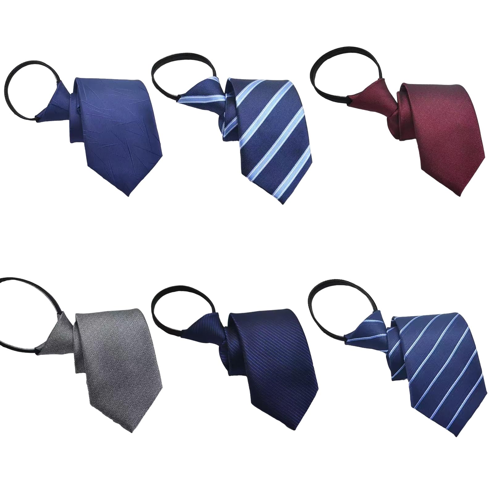 

[Junboku-sha] Набор из 6 галстуков с завязкой одним движением - Надевается за 3 секунды - Популярный Повседневный Однотонный Легкий в использовании Стильный Формальный, Вступительная церемония, День совершеннолетия