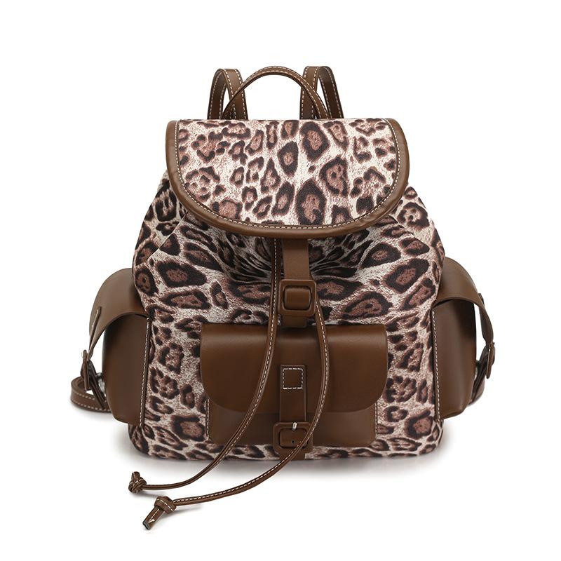 

Vintage Leopard Print Backpack Portable Commuter Bag Women s Backpack
