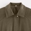 Women's Faux Suede Button Jacket Oversized Gathered Hem Short Length Coat Casual Vintage Outerwear With Pockets