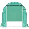 Walk-in Tunnel Greenhouse, 10 x 7 x 7 ft Portable Plant Hot House w/ Galvanized Steel Hoops, 1 Top Beam, Diagonal Poles, Zippered Door & 6 Roll-up