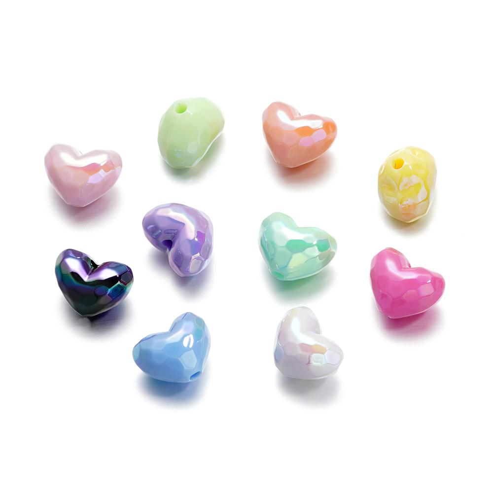 10Pcs/Lot Acrylic Heart Shape Bead Charm Spacer Loose Beads for DIY Necklace Bracelet Jewelry Making Accessories 14*18mm