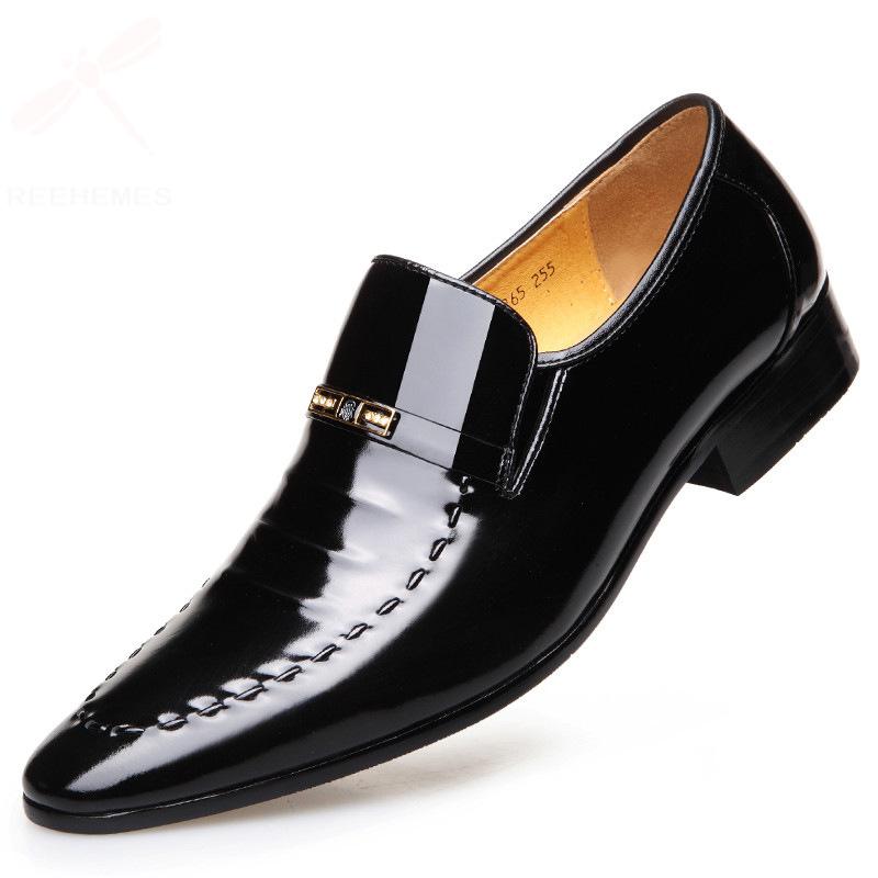 Old man head spring men's pointed patent leather shoes business casual dress leather shoes men's wedding shoes 0265