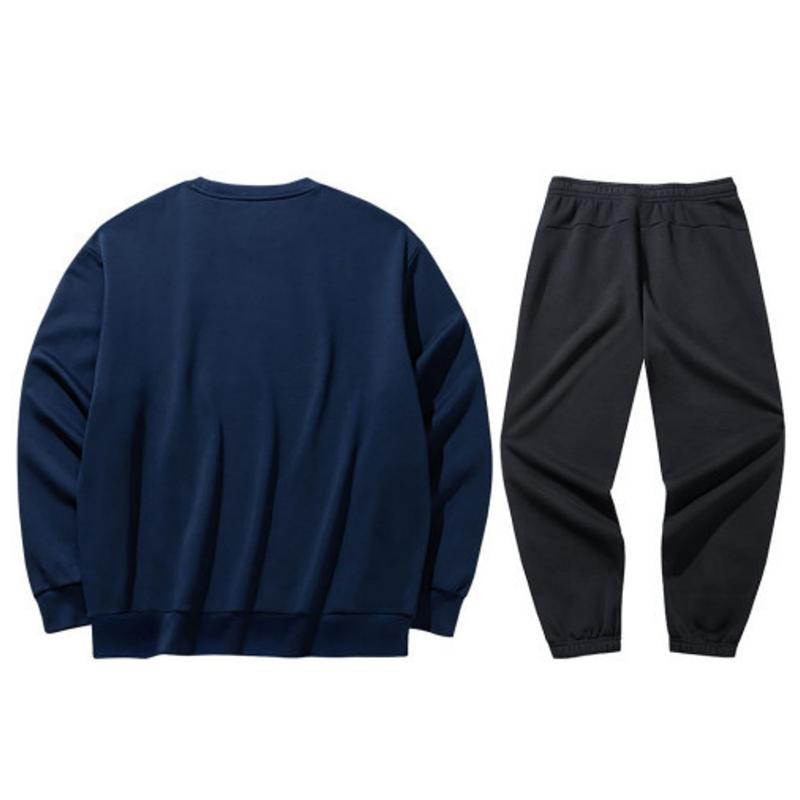Anta Solid Color Warm Loose Fit Round Neck Sweatshirt With Letter Print And Elastic Waist Cuffed Pants Casual Sports Set 972448711-6+172448301N-2