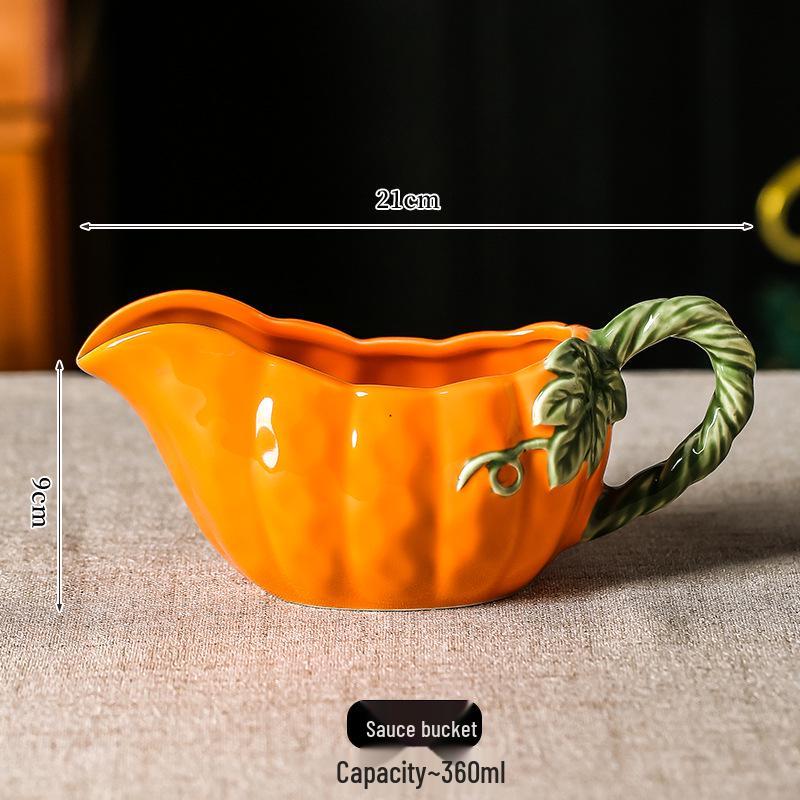 Set de Veselă Ceramică în Formă de Dovleac: Farfurii, Boluri și Recipiente Creative pentru Servire cu Design de Înaltă Valoare.