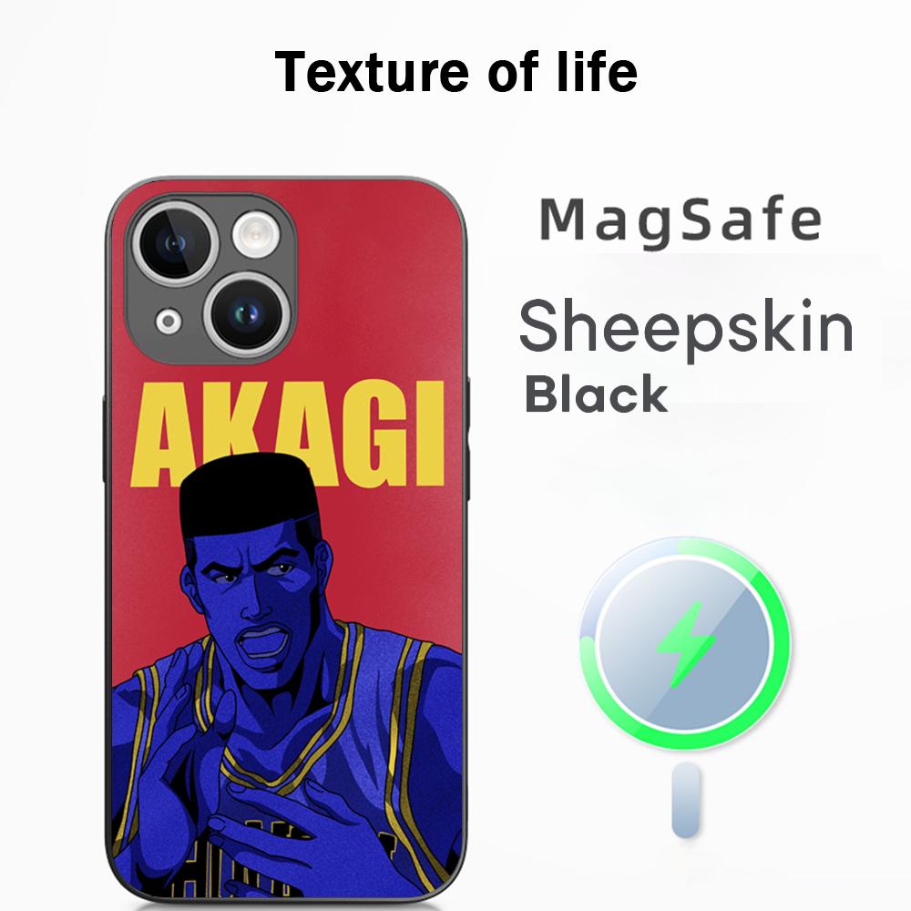 Slam Dunk Classic Basketball Comics Phone Case For iPhone 16 15 14 13 12 11 Plus Pro Max  High-end Luxury Magsafe Sheepskin