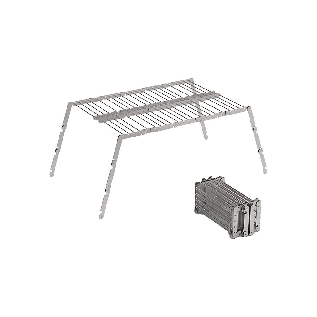 Transformable 4-in-1 Gear: Bitty Big Q Trivet, Grill, Roaster, and Mini Table. All In One. Folding Mini Outdoor Bushcraft Rugged Gear