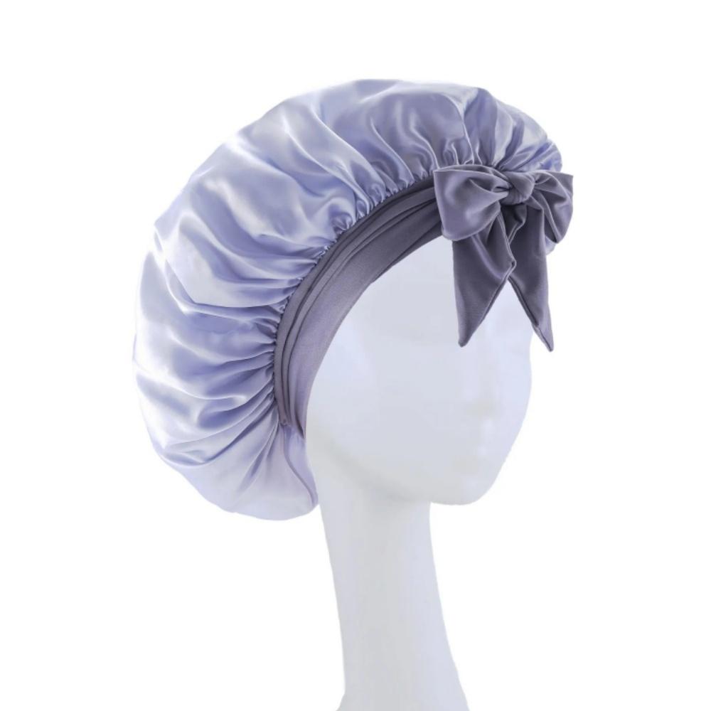 Sleeping Hat Satin Solid Wide-brimmed Beauty Headscarf Head Wrap Elastic Band Cap Hair Care Bonnet Night Hat Hair Salon Cap Tool