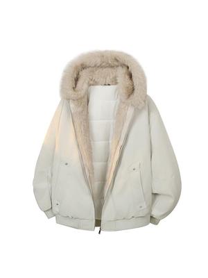 Men's 2025 Winter Hooded Jacket with Fur Collar & Velvet Lining