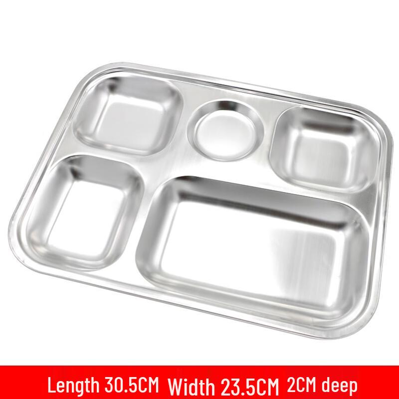 Morona 304 Stainless Steel 5-Compartment Divided Cafeteria Tray (20-Pack)