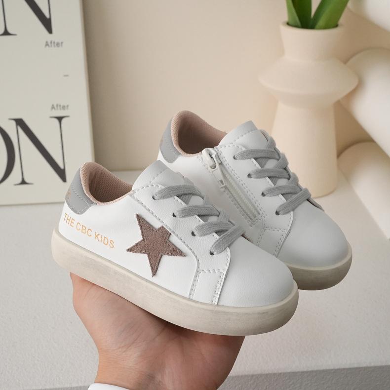 XSHX "Stars Dirty Bottom" Children's Board Shoes Spring and Autumn Boys and Girls Little White Shoes 2329