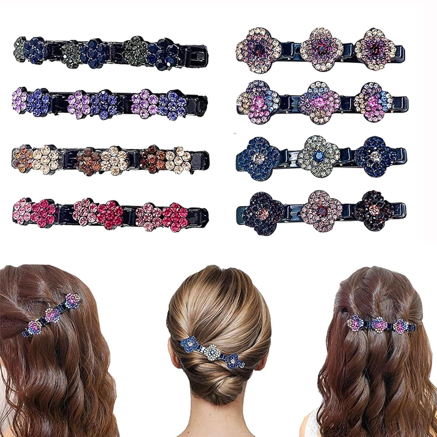 

12pcs Sparkling Crystal Stone Braided Hair Clips Short Duckbill Clips Braided Hair Clip for Ladies and Girls Hair Clip for Bangs