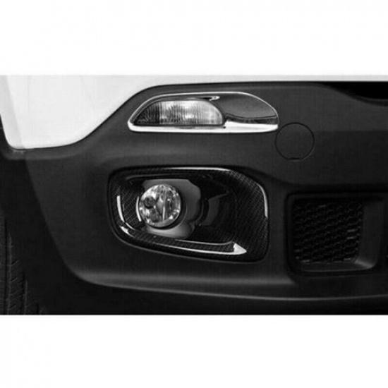 Front Fog Light Lamp Frame Trim Decor Cover for Jeep Renegade 16-18 Carbon Fiber