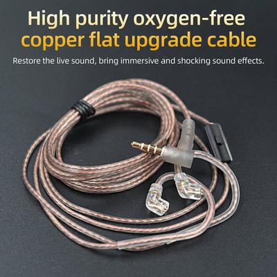 KZ OFC Upgrade Kabel Náhradní HiFi sluchátka Kabel 0,75 mm pozlacený konektor průhledný černý