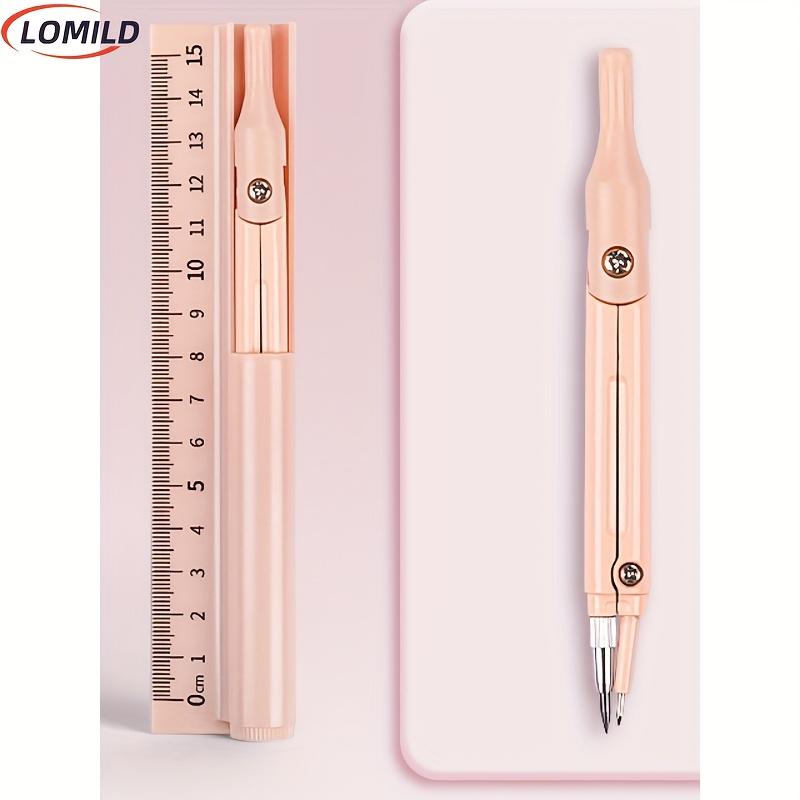 2pcs 3-in-1 Multifunctional Compass Ruler, with Pencil Lead, Math Geometry Tools Circle Student Stationery Supplies, Multifunctional Compass