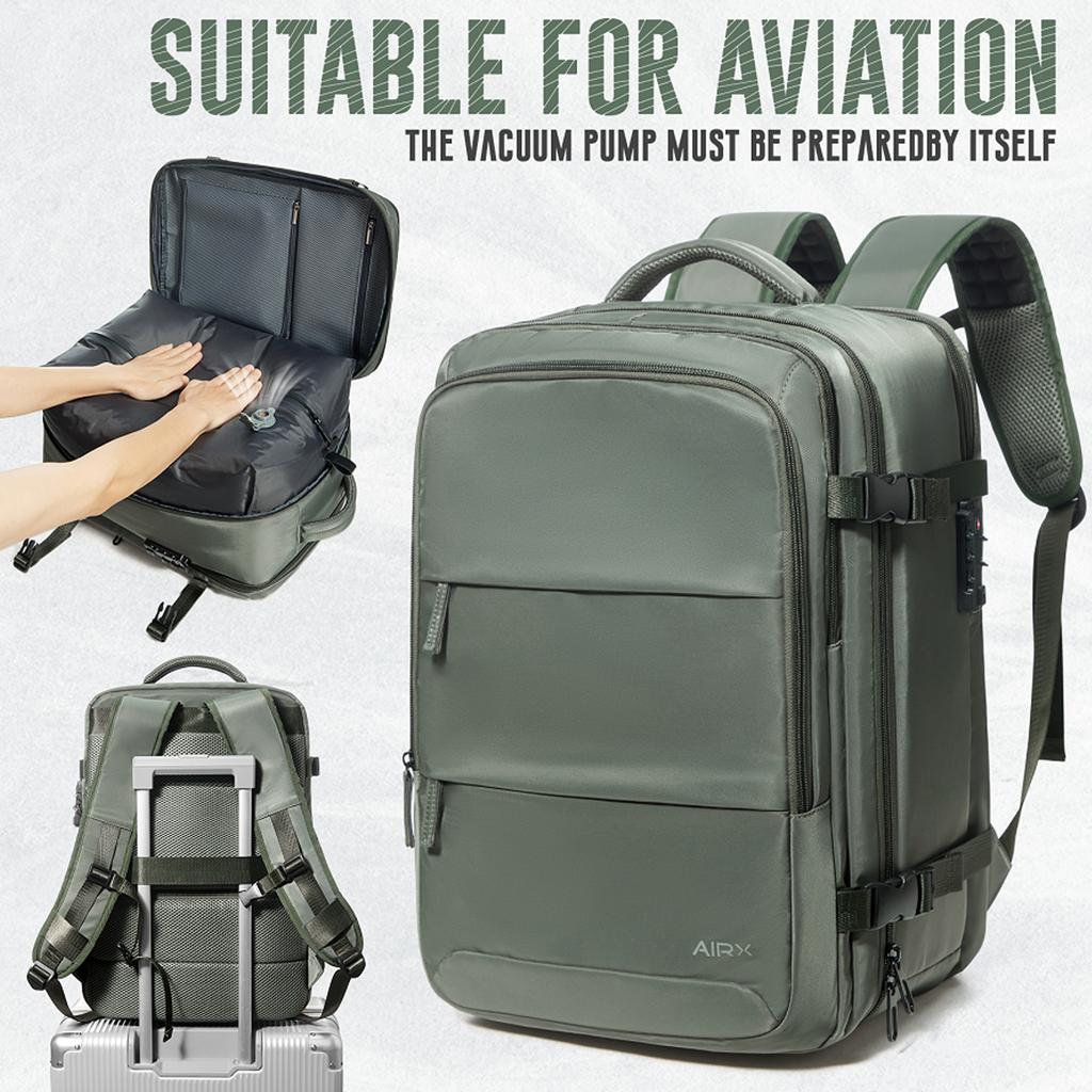 Large-Capacity Air Vacuum Compression Travel Backpack Men Business Computer Bag Black Bag Hand Luggage Backpack Cabin Bag