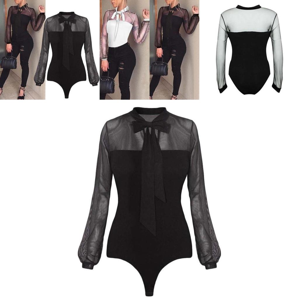 Women Sleeve Long Sexy Stretch Bodycon Bodysuit Tops Casual Leotard Plain Shirt