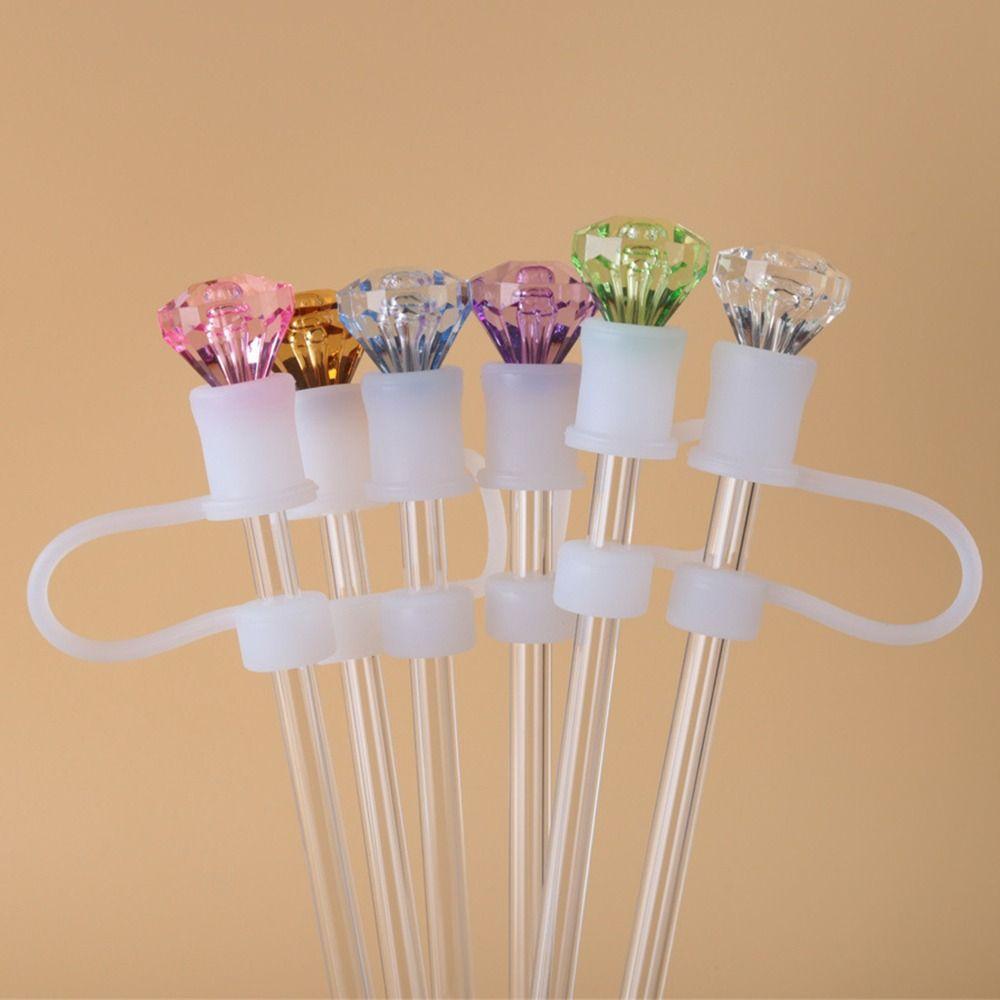 Diamond Shape Silicone Straw Plug Silicone Straw Tips Cover Creative Drinking Dust Cap  Bottle