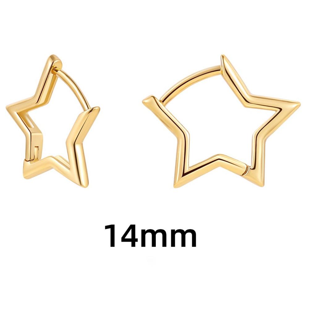 

Модные простые гладкие серьги-кольца из нержавеющей стали со звездами, женские минималистичные серьги-кольца с пряжкой для ушей, корейские ювелирные изделия, подарок