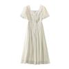 A Plus-size Women's Lace-trimmed, Elegant, Cinched-waist Dress for Spring and Summer, A Gentle and Stylish Long Dress