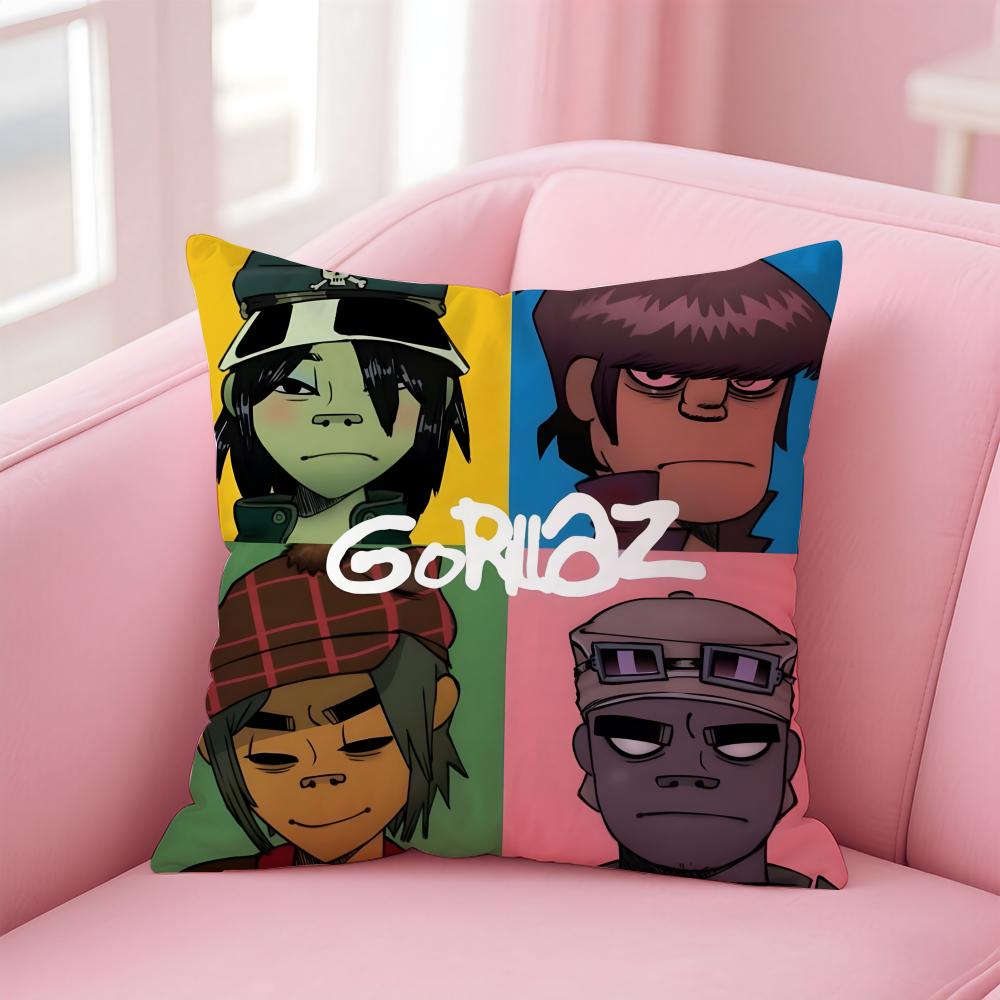 Classic Virtual British Band GGorillaz Cushion Cover Pillow Case Soft Skin Friendly Fabric Concealed Zipper