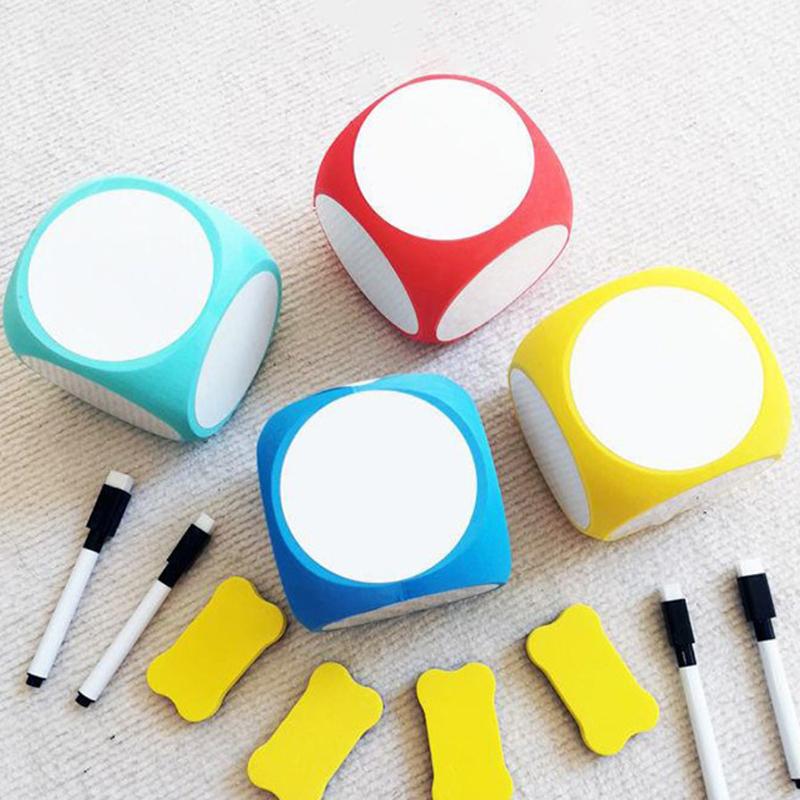 1Pc Dry Erase Block Write On Wipe Off Dry Erase Multipurpose Educational Dice Dry Erase Cube White Boards Dice Cube