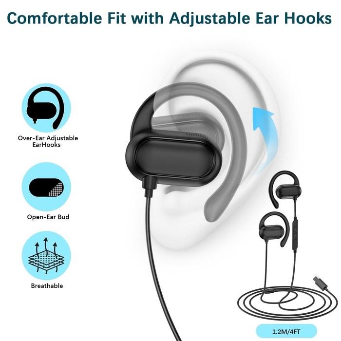 [Kotsudendo] Wired Earphones Type-C with Microphone, Open-Ear Headphones, Ear-Hook, Non-Ear-Covering, For Listening While