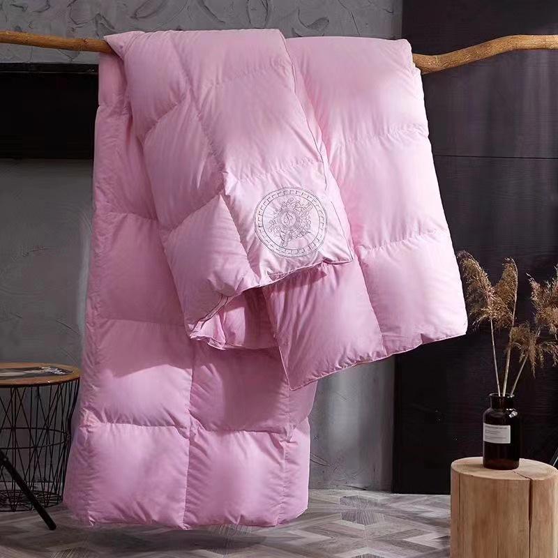 

Одеяло с 95% белым гусиным пухом - Новое бело-розовое, на 50% более толстый наполнитель из утиного пуха, Одинарное и Двуспальное для зимы, весны и осени. 200x230 cm
