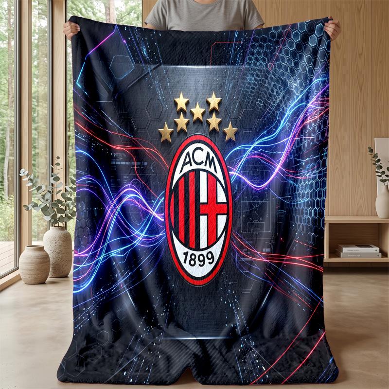AC Milan Theme Blanket Soft Flannel Blanket Plush Throw Blanket Cozy Sofa Bed Blanket for Home Decor