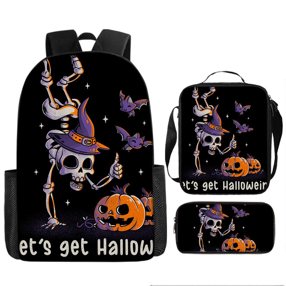Pixel Halloween Student School Bag Cartoon School Bag Children's Backpack Anime Backpack Satchel