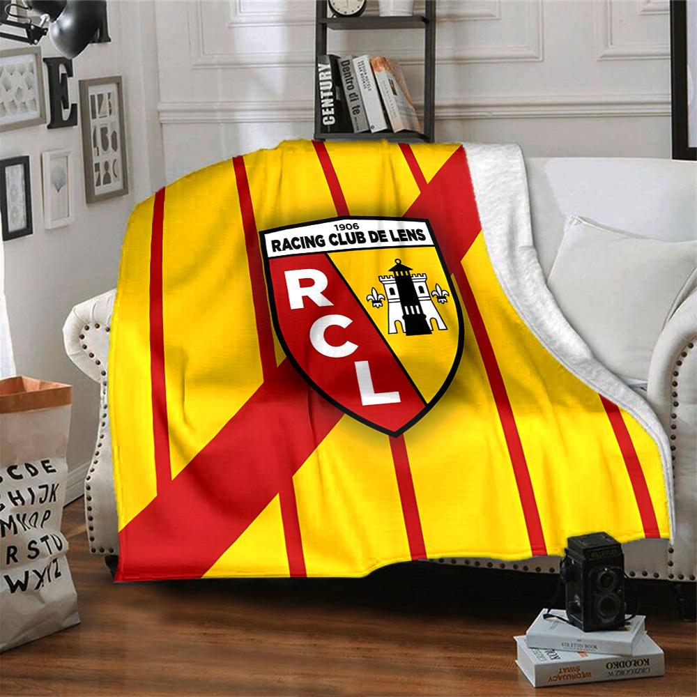 Racing Club Lens Crest Flannel Blanket, Soft Polyester, Modern Design, All-Season for Camping, Travel, Gifts for holidays or birthdays