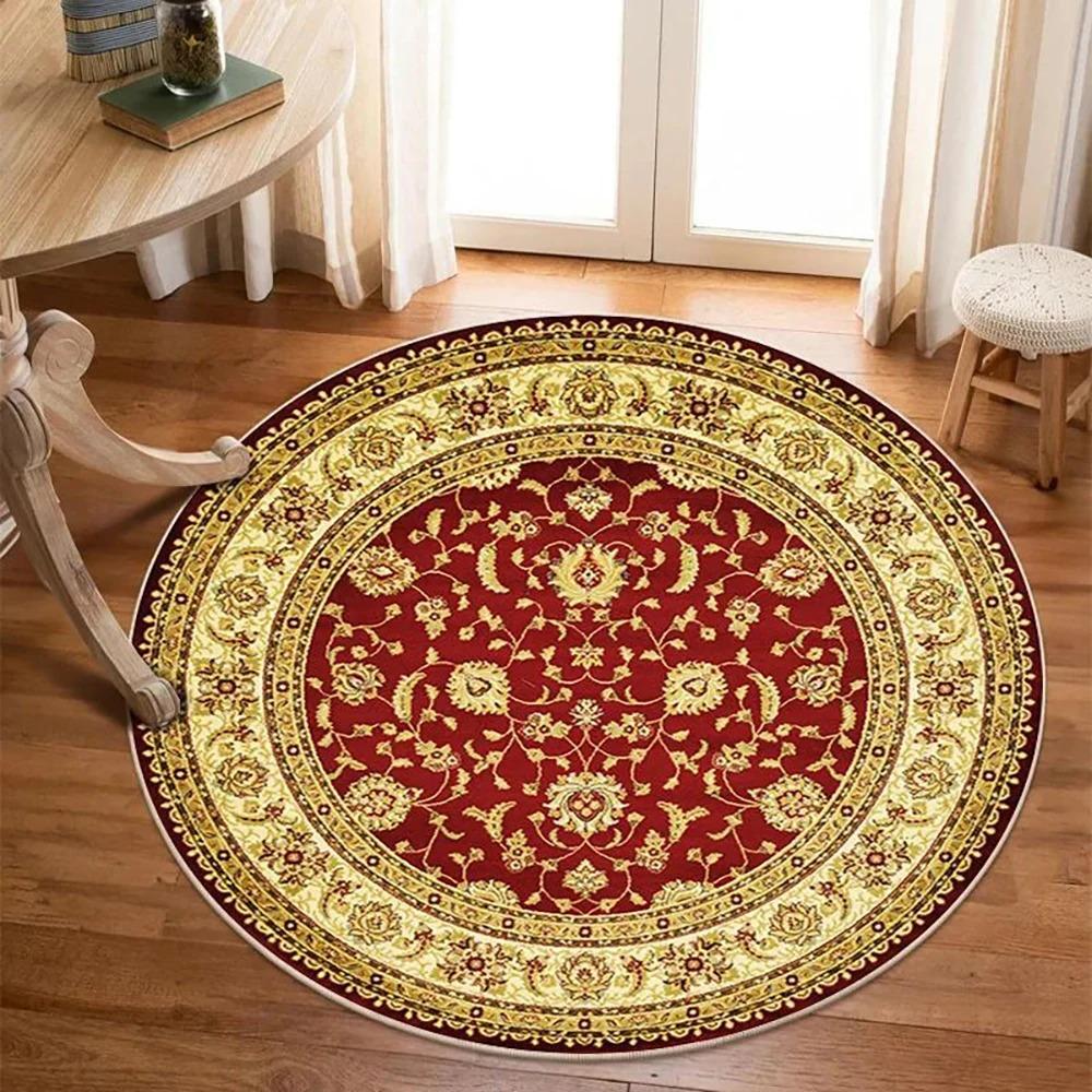 Okrągły Dywan Retro Styl Boho Perski Antypoślizgowy Dywan Odpowiedni do Salonu Kanapy Stolika Kawowego i Sypialni Wystrój Domu