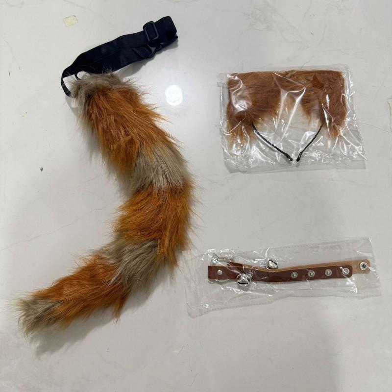 Cat Ear Headband With Tail Set Cosplay Costume Accessories Anime Kawaii Girl Party Outfit