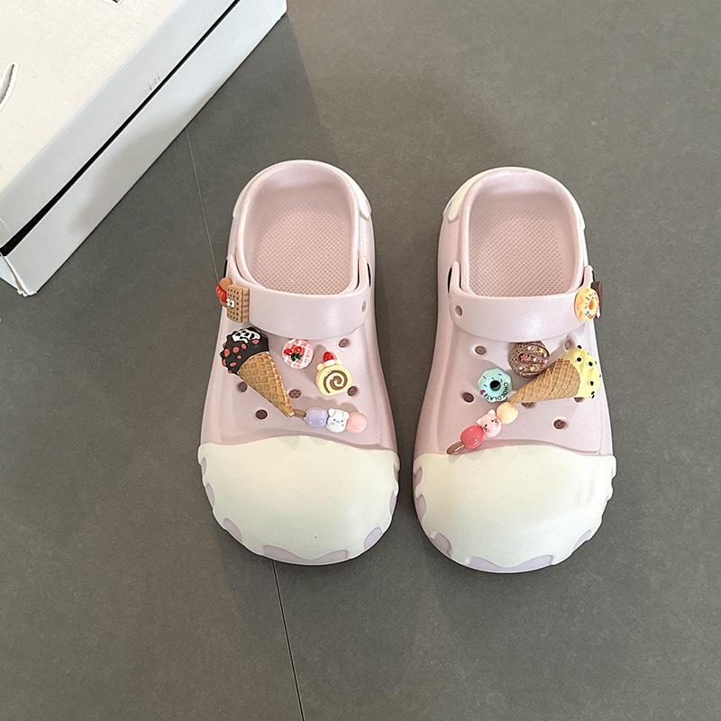 [BRSO] Cartoon cone soft-soled hole shoes are fashionable and versatile, cute, soft and cute in summer, and wear thick-soled cool slippers.