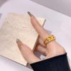 Goldener geflochtener offener Ring für Damen - Japanisches & Koreanisches Modeaccessoire