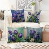 Purple Gladiolus Oil Painting Digital Printing Pillow Cover Short Plush Suitable Living Rooms Bedrooms Sofas Throw Cushion Cover