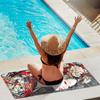 Ukiyo-e Style Japanese Woman Beach Towel Flat Print Oriental Floral Kimono Girl Microfiber Large Towel for Pool Party BeachDecor