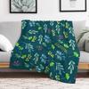 Green and Blue Watercolor Flowers & Leaves Pattern Throw Blanket All Season Soft Lightweight Blanket for Home