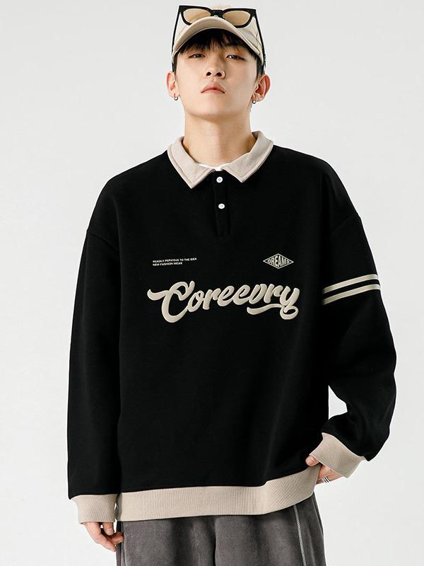 Men's Retro Lapel Polo Hoodie - 2024 Spring/Autumn Trendy Japanese Workwear for Teens