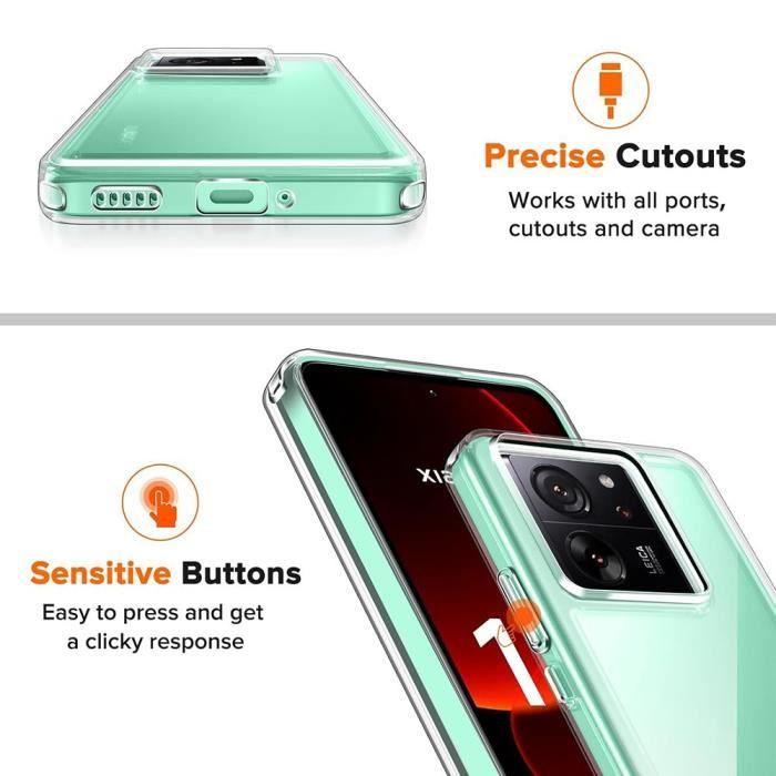 Coque pour Xiaomi 13T/13T Pro - Silicone Transparent - Protection Antichoc + 2 Verres Trempés