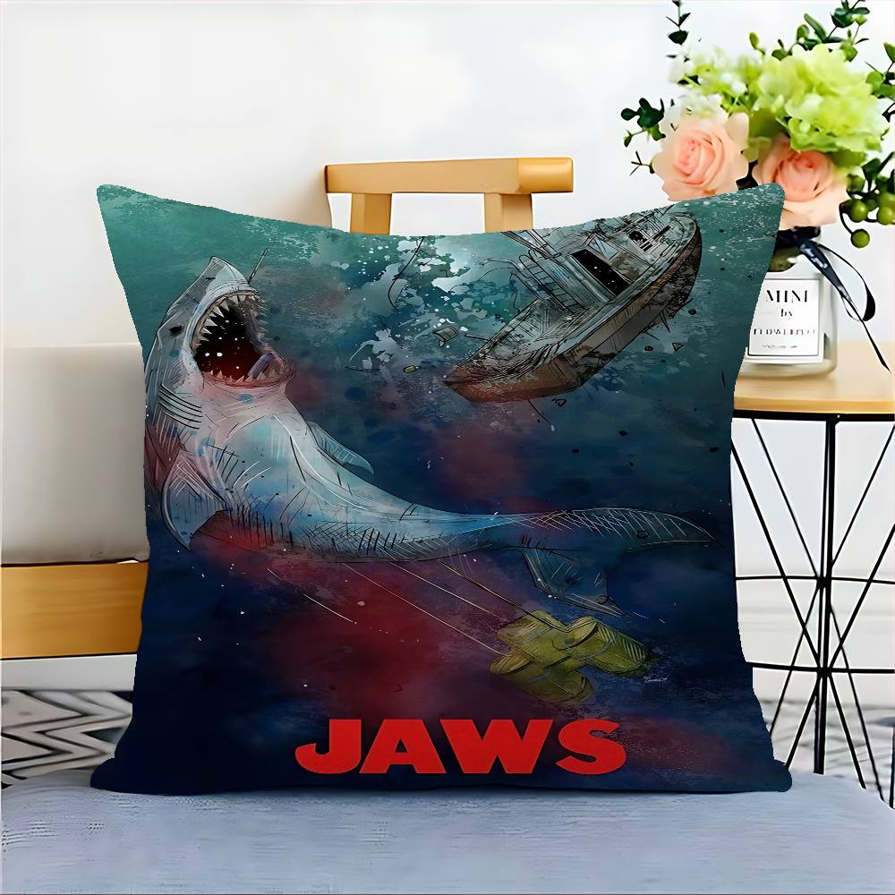 J-JAWS Movie Cushion Cover Inches Farmhouse Decor Home Throw Pillow Covers For Couch Decorations