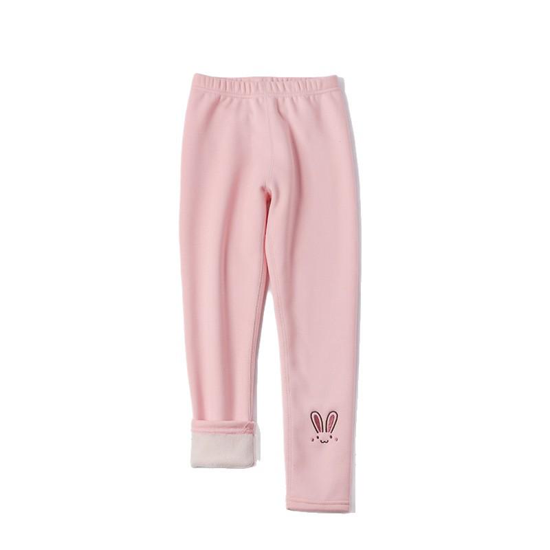 Girls' Fleece-Lined Winter Leggings - Cartoon Design, Warm & Elastic Pants