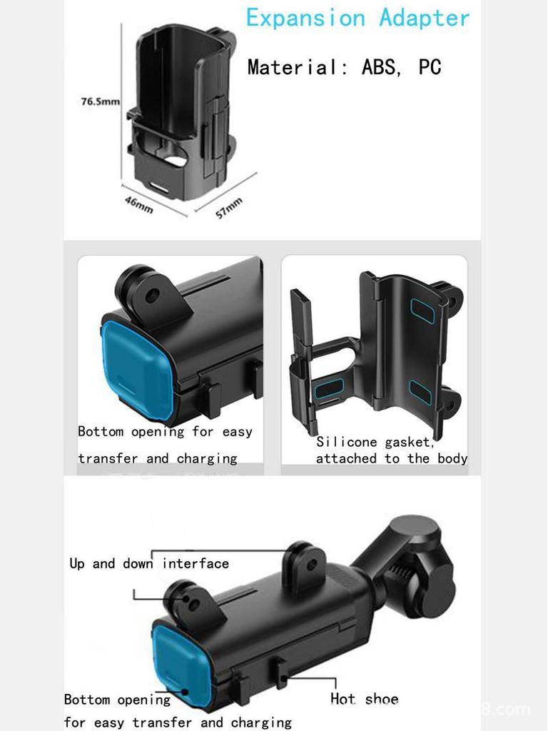 DJI Osmo Pocket 3 Extended Handle with Protective Frame and Cold Shoe Adapter